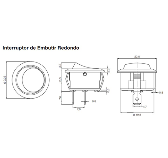 Interruptor de Embutir Redondo 1TS 12A/250V Marrom Composé Weg