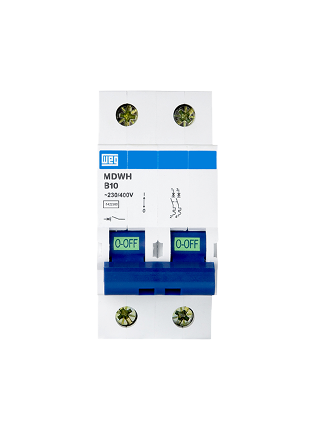 Disjuntor Mini Bifásico MDWH Curva B 10A-2 Weg