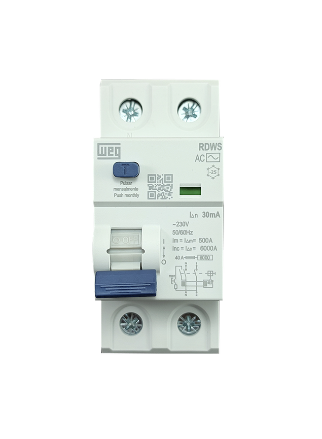 Interruptor Diferencial Residual Bifásico RDWS-AC-30-25-2-D62 Weg