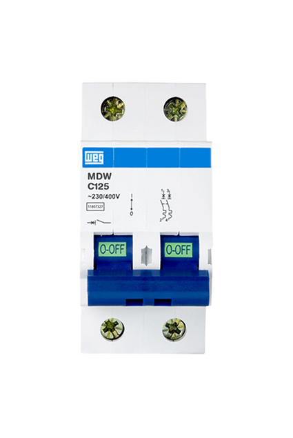 Disjuntor Mini Bifásico MDW Curva C 125A-2 Weg