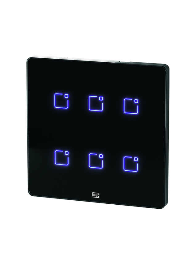 Interruptor Touch 4x4 6 Teclas Wi-Fi + RF Preto Weg Home