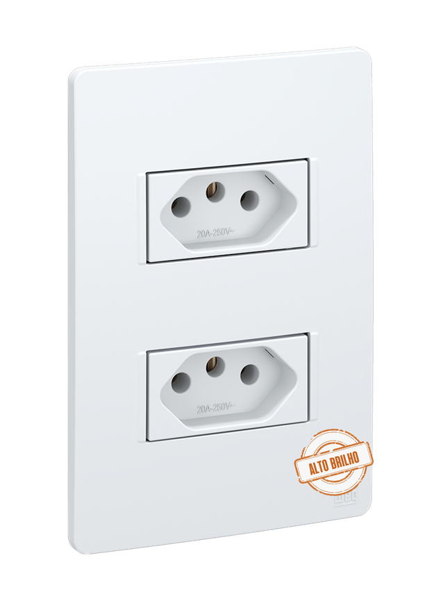 01 2 tomadas 2p t 20a placa e suporte 4x2 esatta br weg